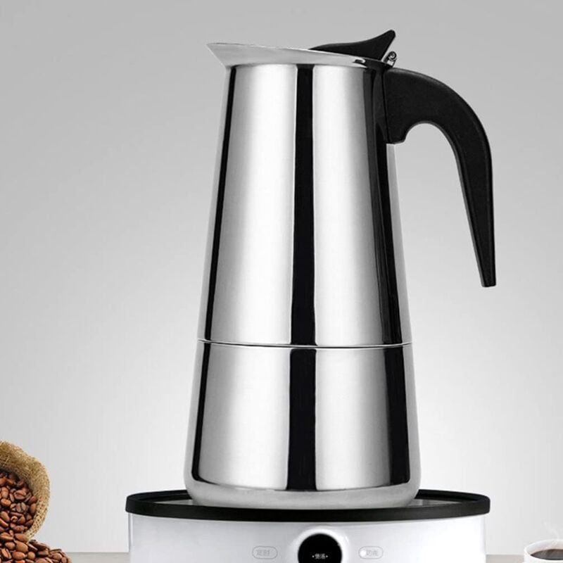 YMYNY Italienische Kaffeemaschine für 12 Tassen aus Edelstahl, für alle Herdarten geeignet, 12 Tassen
