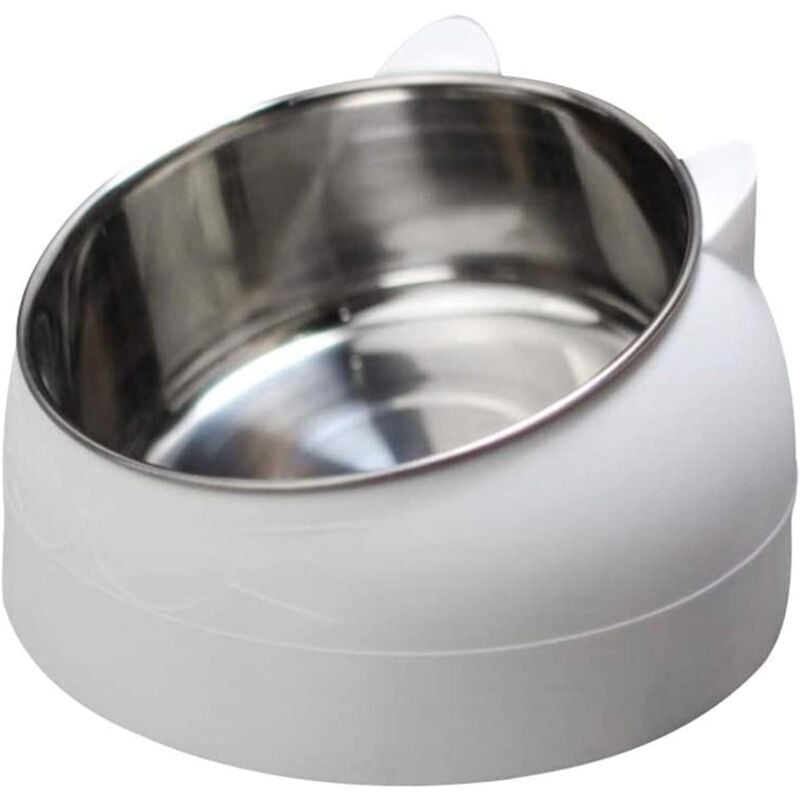 Ymyny - Katzennapf aus Edelstahl, Katzenwassernapf, multifunktionaler Katzenfutter- und Wassernapf, weiß, 200 ml