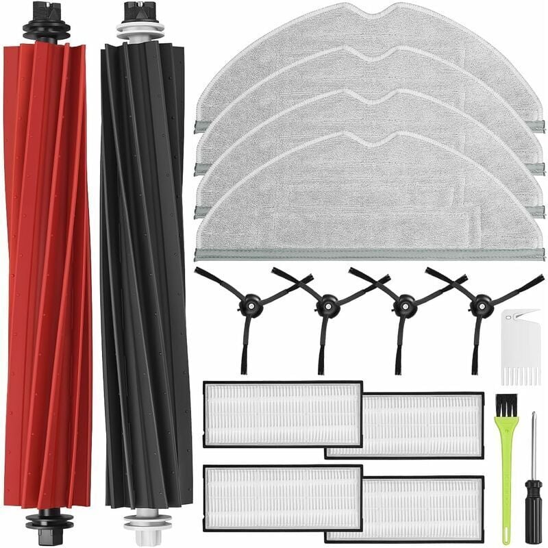 YMYNY Kompatibles Serien-Kit und Zubehör für Roborock S8 Pro Ultra, Ersatzteile für Roborock S8/S8 Plus, 2 Hauptbürsten, 4 Filter, 4 Wischmopps und 4