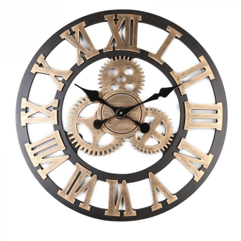 Ymyny Leise 3D-Wanduhr im europäischen Stil, Retro, kreative Wanduhr, Industrie-Getriebe-Kunst, Persönlichkeit, Wohnzimmer-Dekoration, Uhr, 30 cm