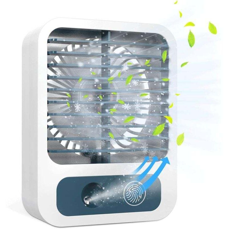 Mini-Tischventilator, Nebelventilator mit 60 ml Wassertank, wiederaufladbarer USB-Ventilator mit 3 Geschwindigkeiten, leiser Ventilator, ideal für