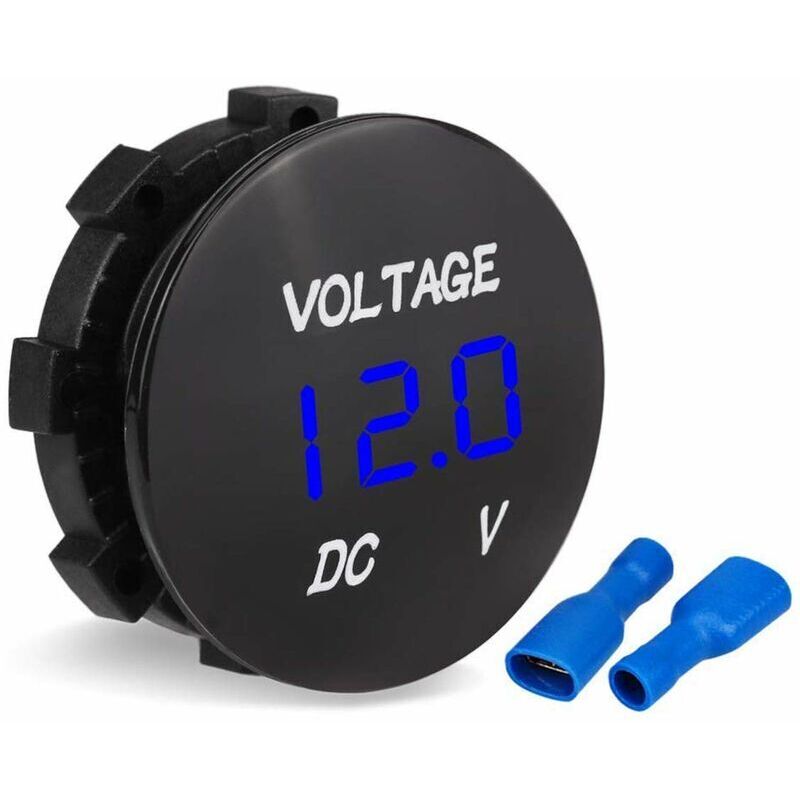 Ymyny - Motorrad-Voltmeter, Auto-Motorrad-LED-Digitalanzeige-Voltmeter dc 12 V-24 v Voltmeter für Boot-Motorrad-LKW-Marine (Blau)