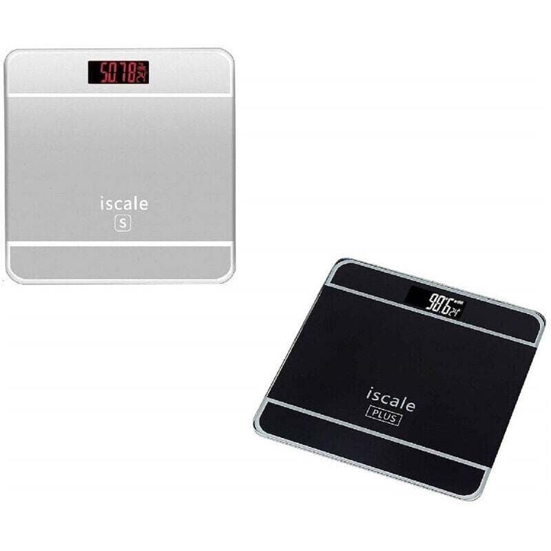 Quadratische Personenwaage aus Glas, LCD-Display, digital elektronisch, max. 180 kg - - Ymyny