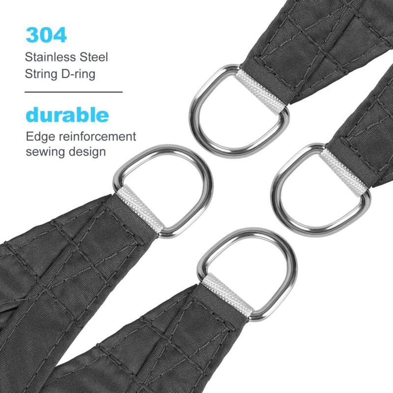 Ymyny - Rechteckiges Sonnensegel 2 x 3 m, Sonnensegel 98 % UV-Schutz, Schattentuch für Außenbereich, Garten & Terrasse, Rasen, mit Seil, Grau