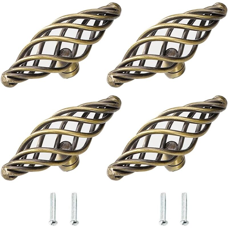 YMYNY Schubladengriffe im Vintage-Vogelkäfig-Stil aus Metall mit Schrauben für Schubladen, Türen, Schränke, Badezimmer, Zuhause, Küche, Hotel, 4 Stück