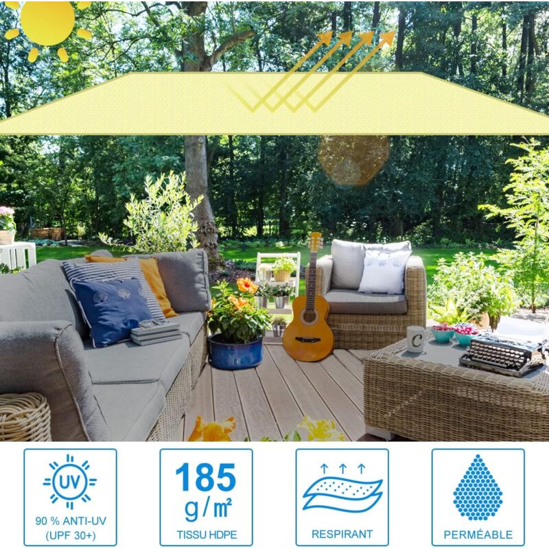 Ymyny - Sonnensegel für den Garten, Sonnensegel für die Terrasse, Sonnenschutzsegel, 90 % UV-beständig, atmungsaktiv, (2 x 3 m)