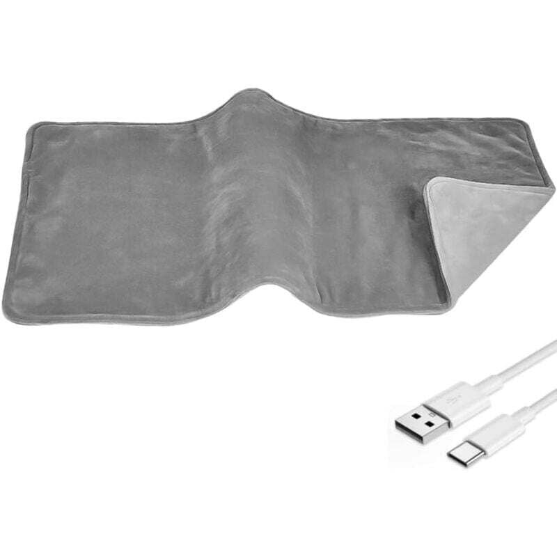 YMYNY USB-Heizdecke, 30 x 60 cm, Heizdecke für Rücken, Nacken, Schultern, waschbare Winter-Heizdecke, Überhitzungsschutz, Grau