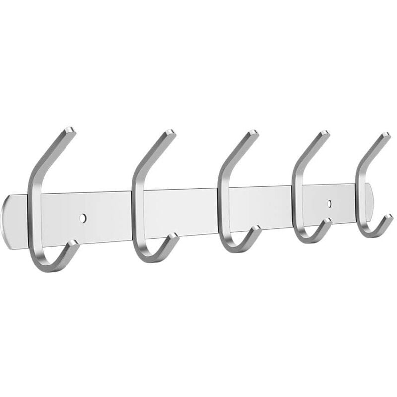 Ymyny - Wandgarderobe im gebürsteten Design – (5 Haken) Wandgarderobenhaken aus Edelstahl sus 304, für Jacken, Kleidung, Hüte, Gürtel, Schlüssel