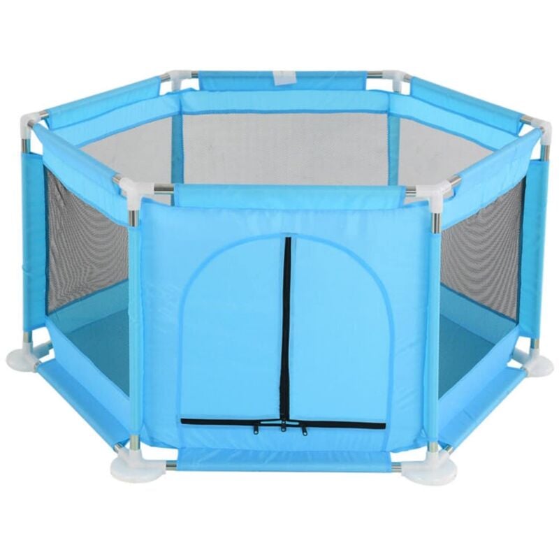 YORKING Baby Laufgitter Laufstall Kind Laufgitter Baby Laufgitter Bällebad Absperrgitter Krabbelgitter Spielstall für Ihr Baby Blau