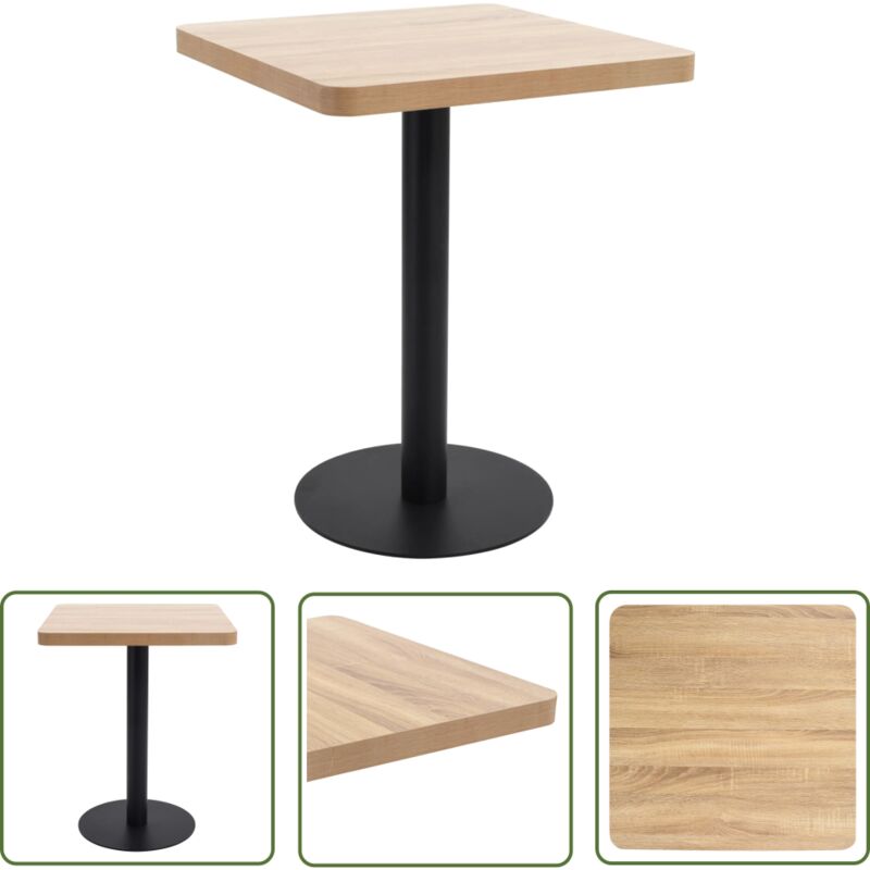 The Living Store Bistrotisch Hellbraun 60x60 cm MDF - Esstisch - Bistrotisch - Wohnzimmertisch - Kleiner Tisch - Hellbrauner Tisch