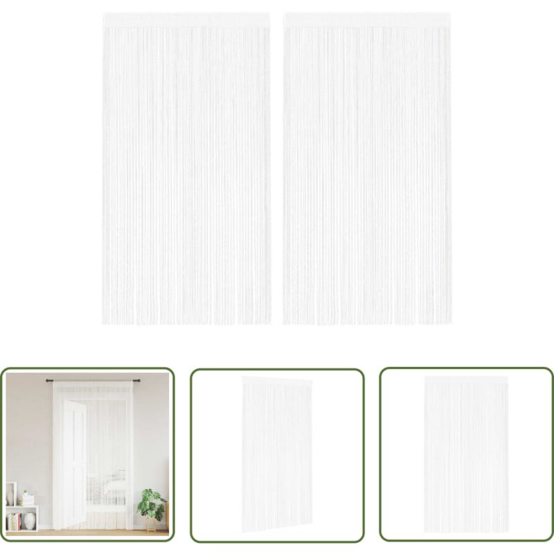 The Living Store Fadenvorhänge 2 Stk. 140 x 250 cm Weiß - Fensterdeko - Vorhänge - Fadenvorhänge - Weiße Vorhänge - Wohnaccessoires
