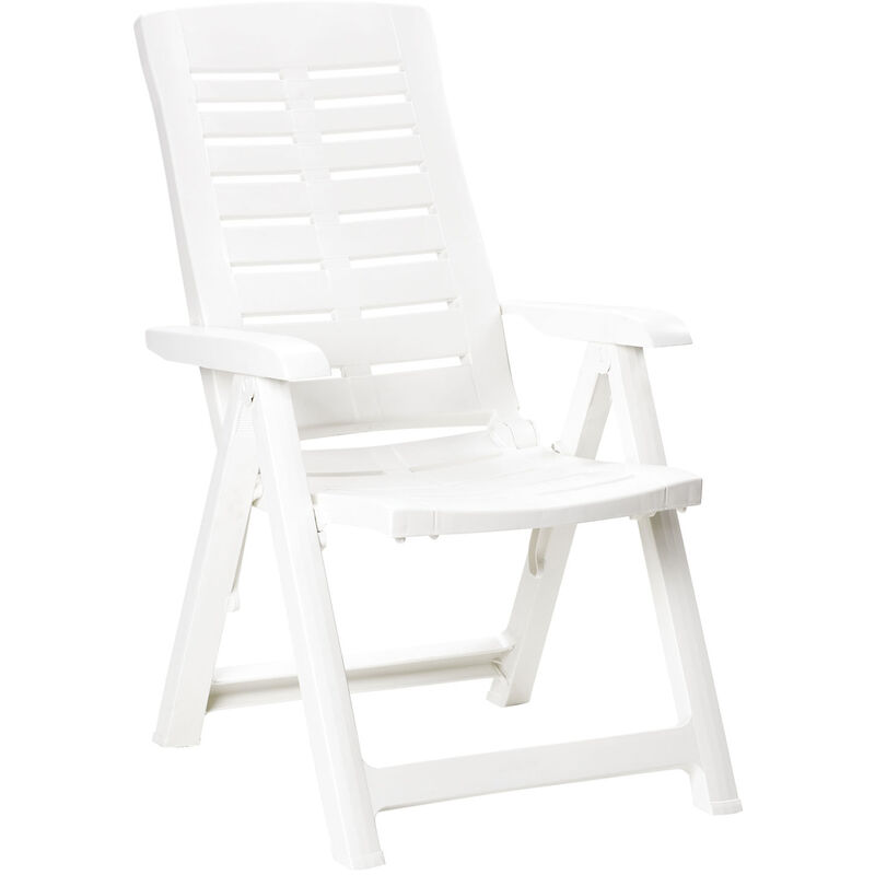 Yuma - Gartensessel aus Kunstharz. Sessel zum Zusammenklappen mit mehreren Positionen. Strandkorb mit Armlehnen 60x61xH109 cm wei�