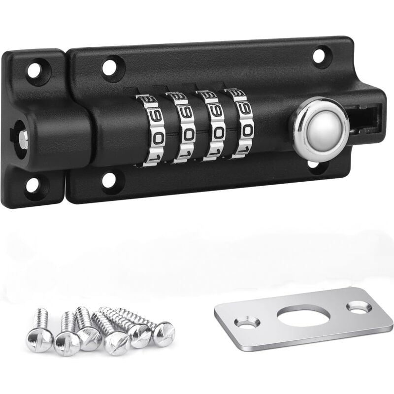 Zahlenschloss Riegel, Code Türschloss, Wasserdichtes 4-stelliges Zahlenschloss mit Schrauben für Gartenhäuschen, Hausverstärkung, Werkstätten