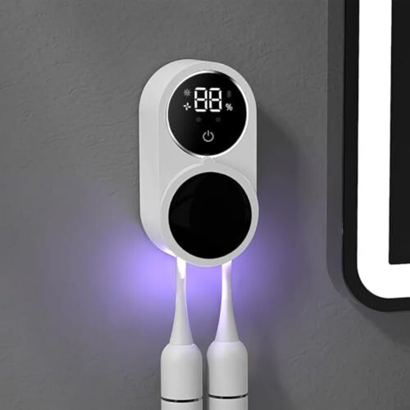 Zahnbürstenhalter, Zahnbürstenhalter Elektrische Zahnbürste zur Wandmontage mit Trocknen, Desinfektions Zahnputzbecherhalter Ohne Bohren mit 2