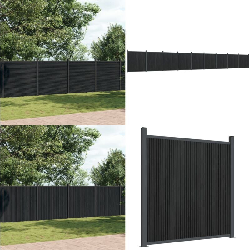 Zaunelement Grau 1564x186 cm wpc - Zaun - Holz-Kunststoff-Komposit - Gartenzaun - Sichtschutzzaun - wpc Zaun - Home & Living