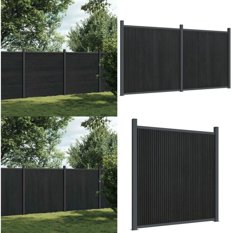 Zaunelement Grau 353x186 cm wpc - Zaun - Gartenzaun - Sichtschutzzaun - Holz-Kunststoff-Verbundwerkstoff - wpc - Home & Living