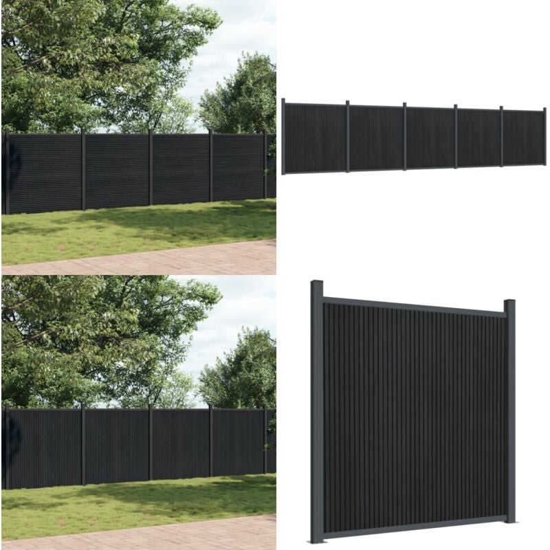 Zaunelement Grau 872x186 cm wpc - Zaun - Holz-Kunststoff-Komposit - Gartenzaun - Sichtschutzzaun - wpc Zaun - Home & Living
