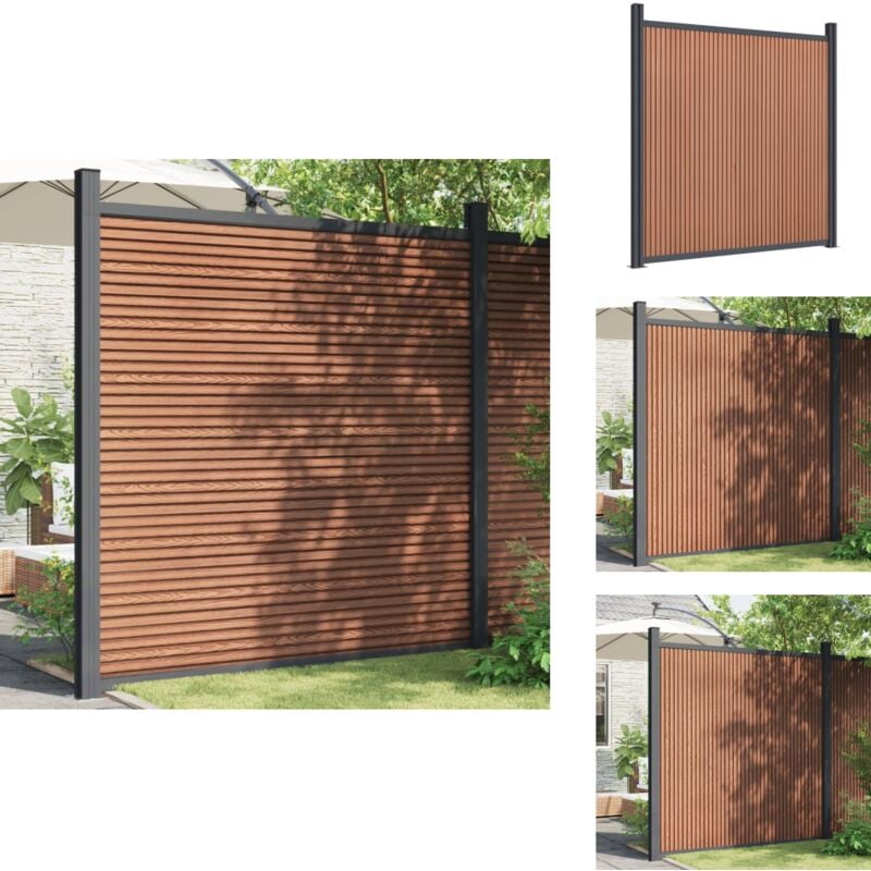 Zaunelement mit 2 Pfosten Braun 180x186 cm WPC - Gartenzaun - Sichtschutzzaun - Holz-Kunststoff-Komposit - WPC Zaun - Brown