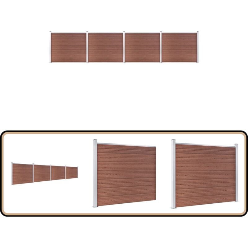 Zaunelement Set wpc 699x146 cm Braun - Zaunelement - Gartenzaun - wpc Zaun - Holzzaunt - Privacy Screen
