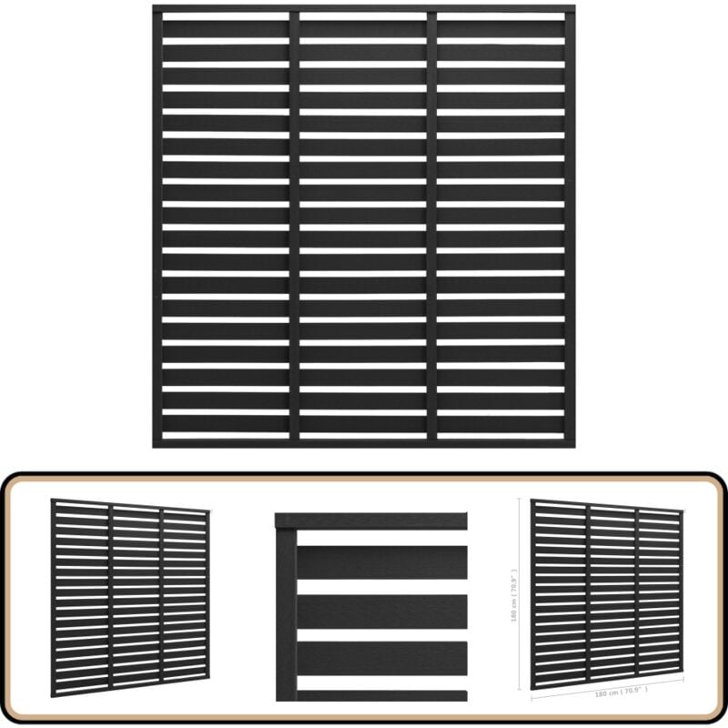Zaunelement wpc 180x180 cm Schwarz - Zaunpanel - wpc Zaun - Gartenzaun - Sichtschutzzaun - Windschutzzaun