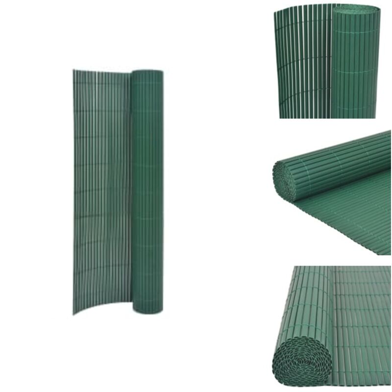 Vidaxl - Gartenzaun Doppelseitig 110x300 cm Grün - Gartenzaun - PVC-Zaun - Grüne Einfriedung - Wetterfest - UV-Schutz