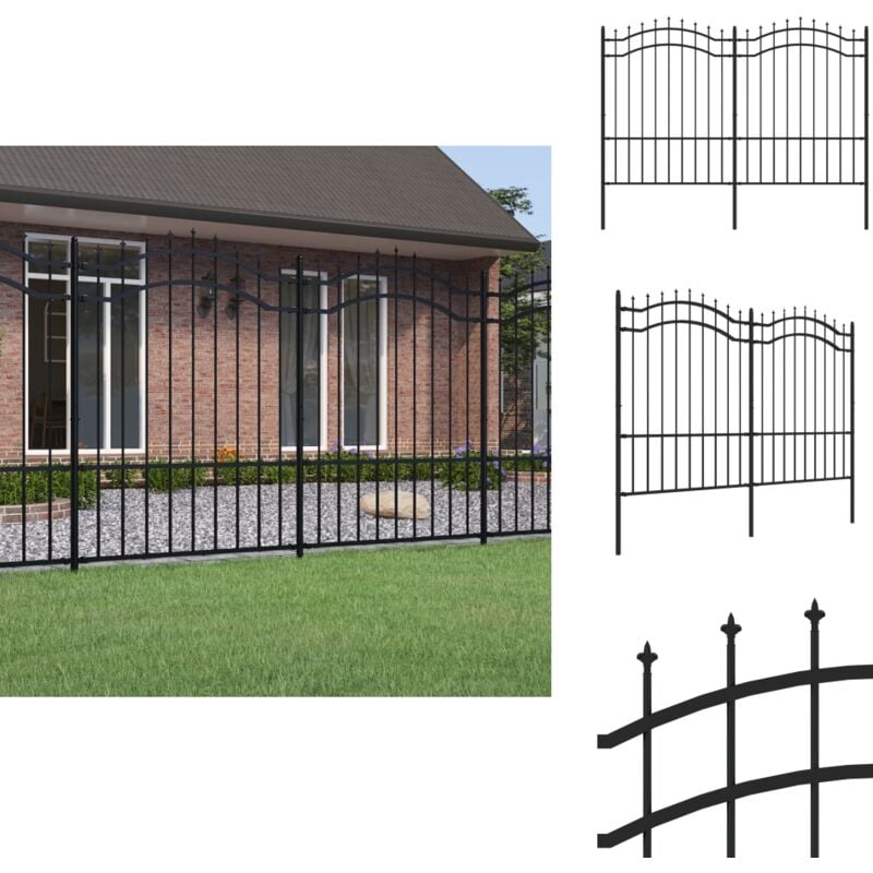 Gartenzaun mit Speerspitzen Schwarz 190 cm Stahl - Gartenzaun - Stahlezaunt - Metallzaun - Sicherheitszaun - Schwarz