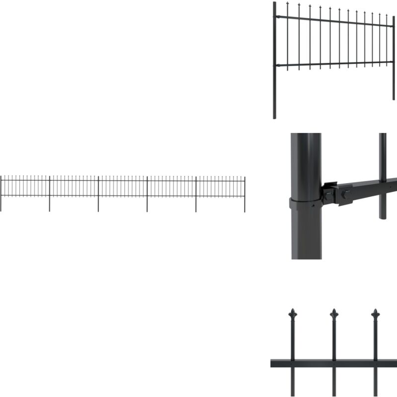 Gartenzaun mit Speerspitzen Stahl 8,5 x 0,8 m Schwarz - Gartenzaun - Stahlezaunt - Metallzaun - Zaun Schwarz - Dekorative Zaunsysteme