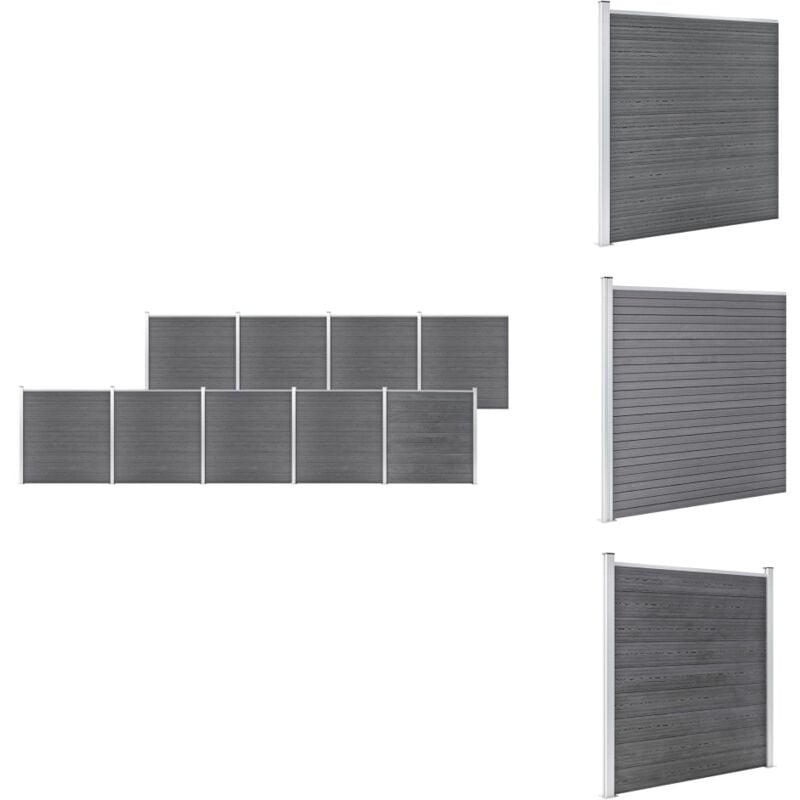 Vidaxl - Gartenzaun wpc 1564x186 cm Grau - Gartenzaun - wpc Zaun - Holz-Look Zaun - Terrasse Abgrenzung - Privacy Schutz