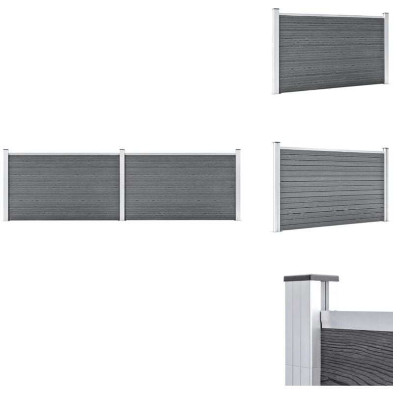 Vidaxl - Gartenzaun wpc 353x106 cm Grau - Gartenzaun - wpc Zaun - Holz-Aluminium Zaun - Sichtschutz - Terrasse