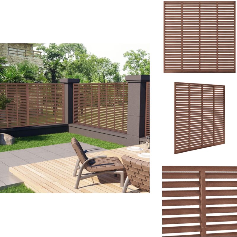 Lamellenzaun wpc 180x180 cm Braun - Holz-Look Zaun - wpc Zaun - Lattenzaun - Gartenzaun - Sichtschutz