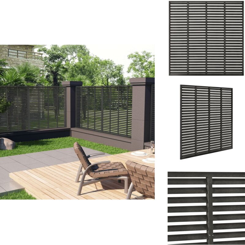 Lamellenzaun wpc 180x180 cm Dunkelgrau - Holz-Look Zaun - wpc Zaun - Gartenzaun - Sichtschutzzaun - Windschutzzaun