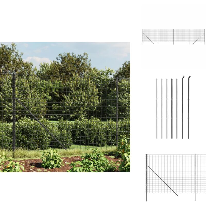 Maschendrahtzaun Anthrazit 1,8x10 m Verzinkter Stahl - Maschendrahtzaun - Gartenzaun - Sicherheitszaun - Hundezaun - Viehzäune