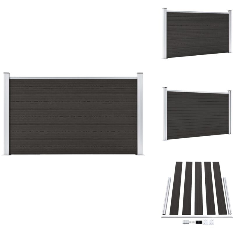 Zaunelement wpc 180x105 cm Schwarz - Gartenzaun - wpc Zaun - Holzzaunt - Privacy Screen - Zaunsystem