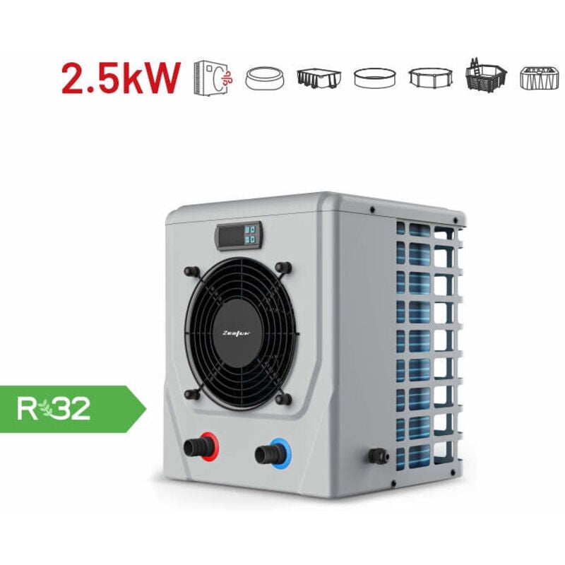 Zealux Mini-Pool-Wärmepumpe – 2,5 kW für kleine Aufstellpools mit 10 bis 20 m³
