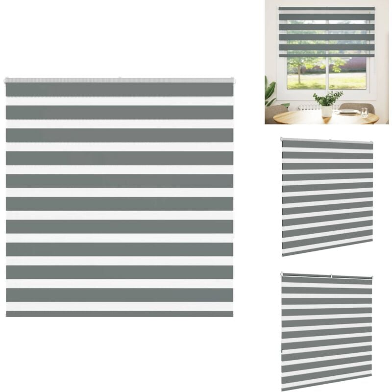 Zebrarollo Dunkelgrau 145x150cm Stoffbreite 140,9 cm Polyester - Zebra-Jalousie - Zebra-Jalousien - Zebra-Rollo - Doppelrollo