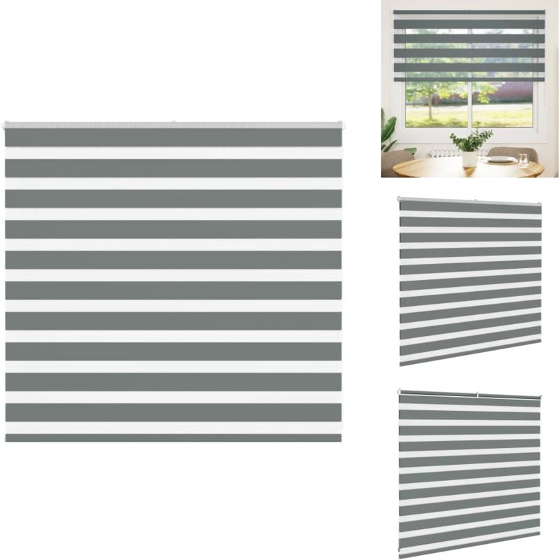 Zebrarollo Dunkelgrau 155x100 cm Stoffbreite 150,9 cm Polyester - Zebra-Jalousie - Zebra-Jalousien - Zebra-Rollo - Doppelrollo