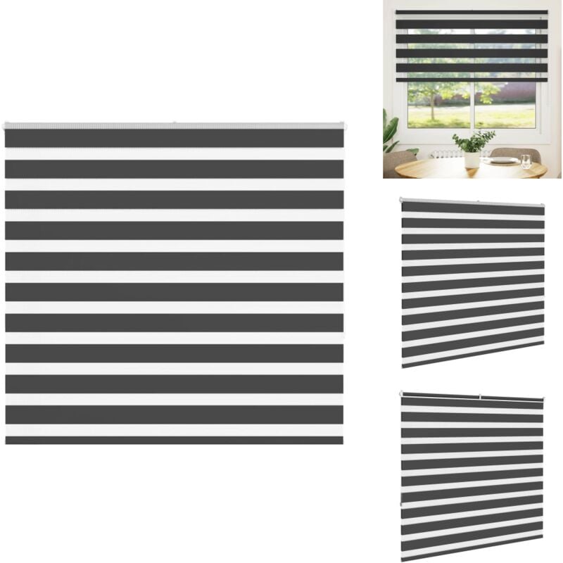 Vidaxl - Zebrarollo Schwarz 160x150 cm Stoffbreite 155,9 cm Polyester - Zebra-Jalousie - Zebra-Jalousien - Zebra-Rollo - Doppelrollo