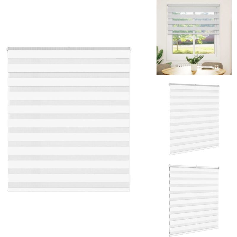 Zebrarollo Weiß 125x100 cm Stoffbreite 120,9 cm Polyester - Zebra-Jalousie - Zebra-Jalousien - Zebra-Rollo - Doppelrollo