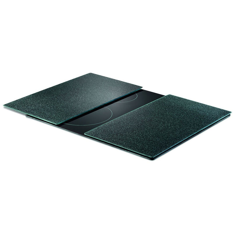 26255 Herdabdeck-/Schneideplatten 'Granit', 2-er Set, Glas, anthrazit - Zeller