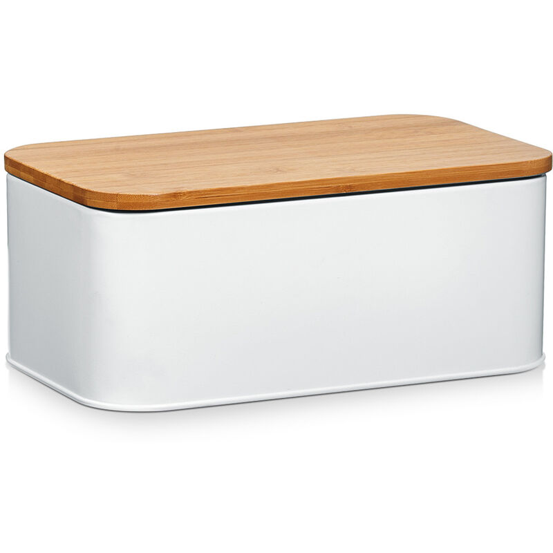 Zeller - Bkasten mit Bambus Schneidebrett, Metall, matt 2in1, 31x18x12,5