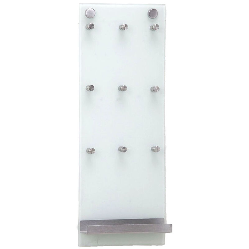 Schlüsselbord, Glas und Edelstahl, 9 Haken - Zeller