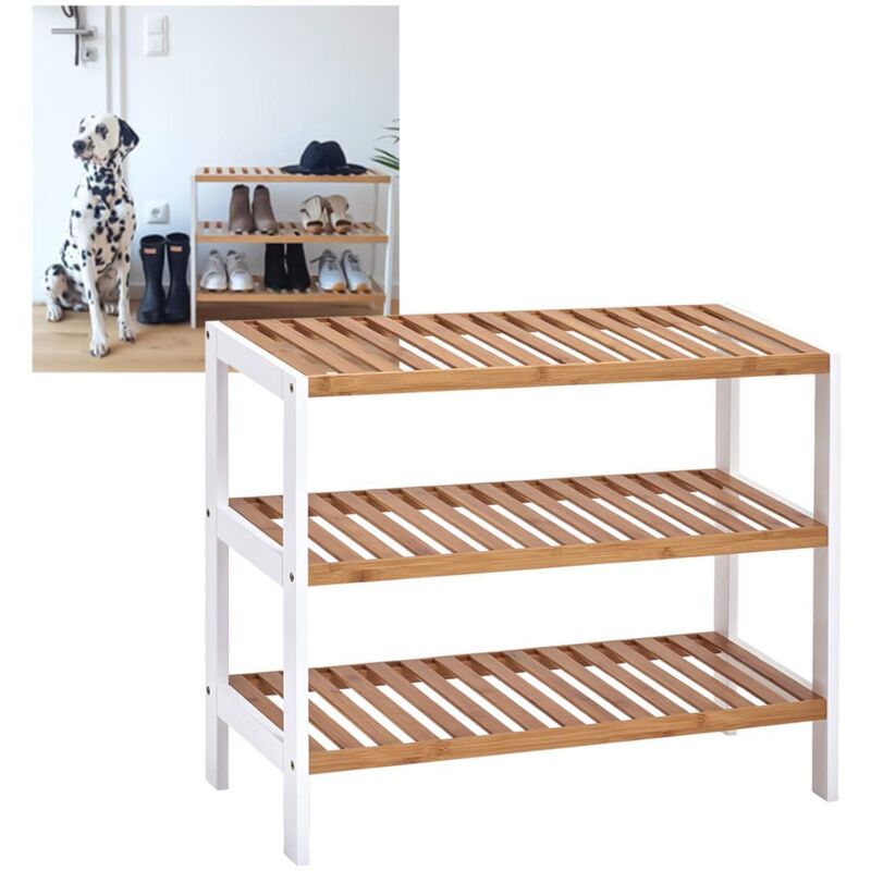 Zeller - Schuhschrank, Outdoor-Ständer aus Bambusfaser, kompaktes Möbelstück für Schuhe.