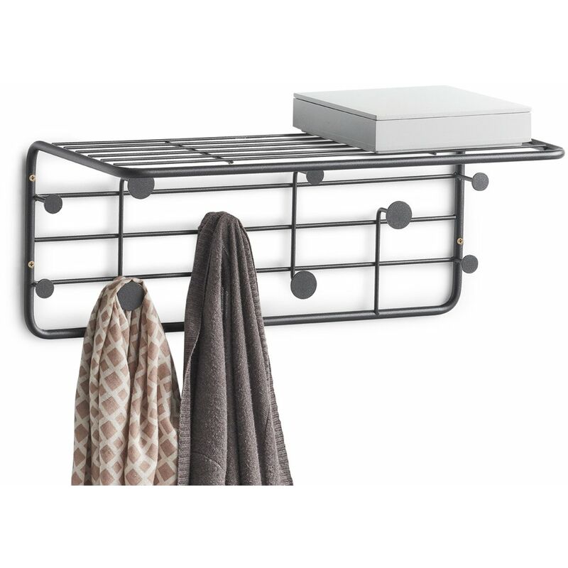 Zeller - Wandgarderobe, Metall, schwarz, ca. 51,4 x 24 x 21 cm