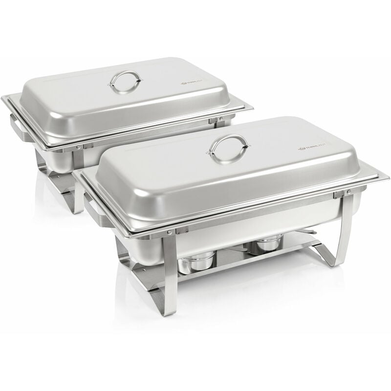 Zelsius - Mahlzeit Chafing Dish Profi Set 'Toulouse', 2x Edelstahl Warmhaltebehälter Essen, Buffet Wärmer