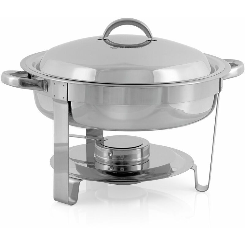 Edelstahl Chafing Dish rund 4,5 Liter, Warmhaltebehälter Essen, Speisenwärmer, Rechaud - Mahlzeit