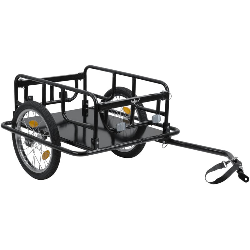 Zelsius Fahrradanhänger Transport, 68 Liter, Anhänger Klappbar, Transportwagen für 2 Getränkekisten