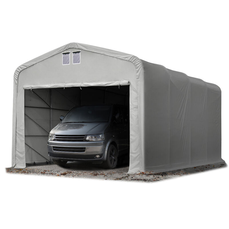 Wikinger Zeltgarage 5x8 m Lagerzelt Carport Torgröße 4,1x2,5 m für Boote, Wohnmobile, Traktoren - grau