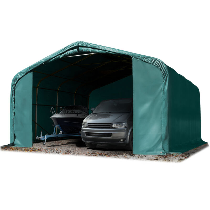 Wikinger Zeltgarage 6x6 m Lagerzelt Carport Torgröße 4,1x2,9 m für Boote, Wohnmobile, Traktoren - grün
