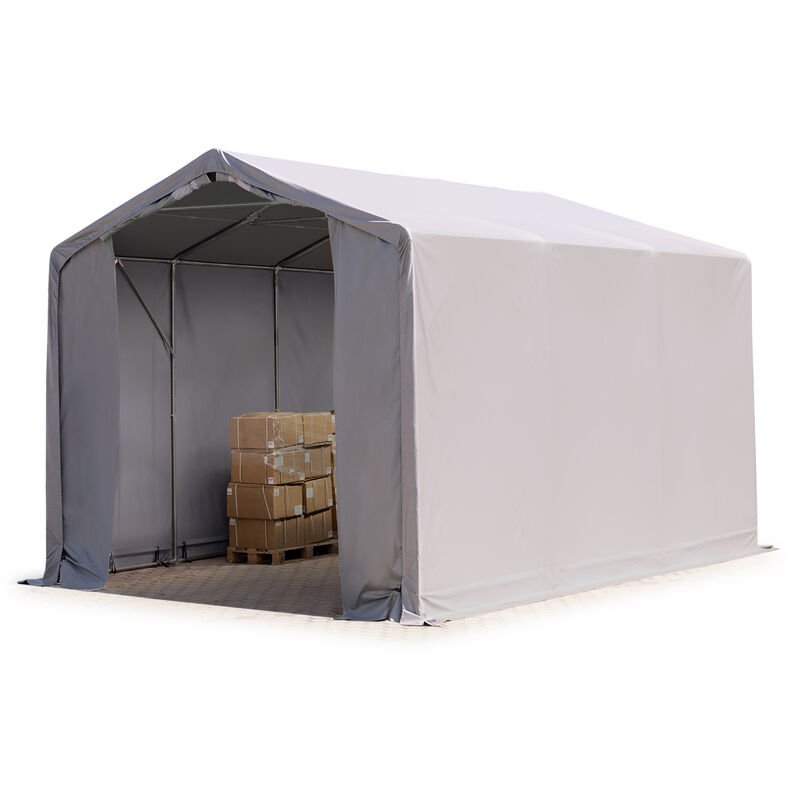 Zelthalle 3x6m Lagerzelt Industriezelt 3m Seitenhöhe pvc Plane 850 n grau 100% wasserdicht Ganzjahreszelt mit Reißverschlusstor