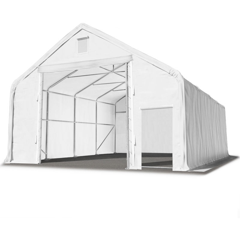 Lagerhalle Lagerzelt 8 x 20 m / Seitenhöhe 3m in weiß Industriezelt mit feuersicherer PRIMEtex PVC Plane 2300 N